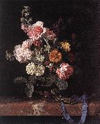 Willem van Vase of Flowers with Watch oil on canvas